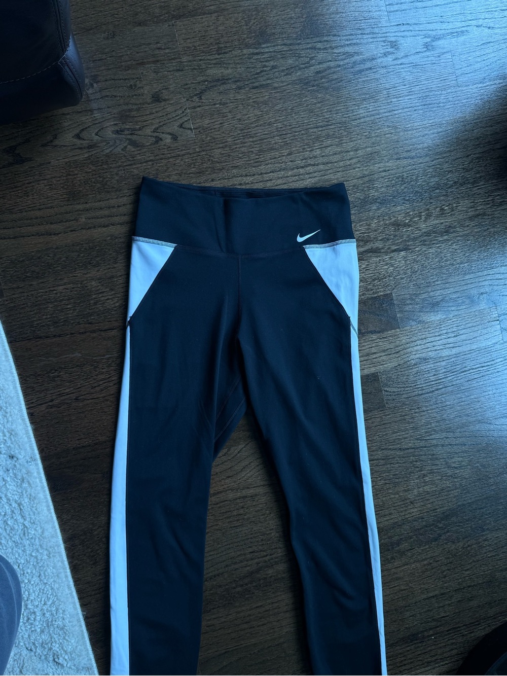 Nike Black Leggings with White Side Panels
